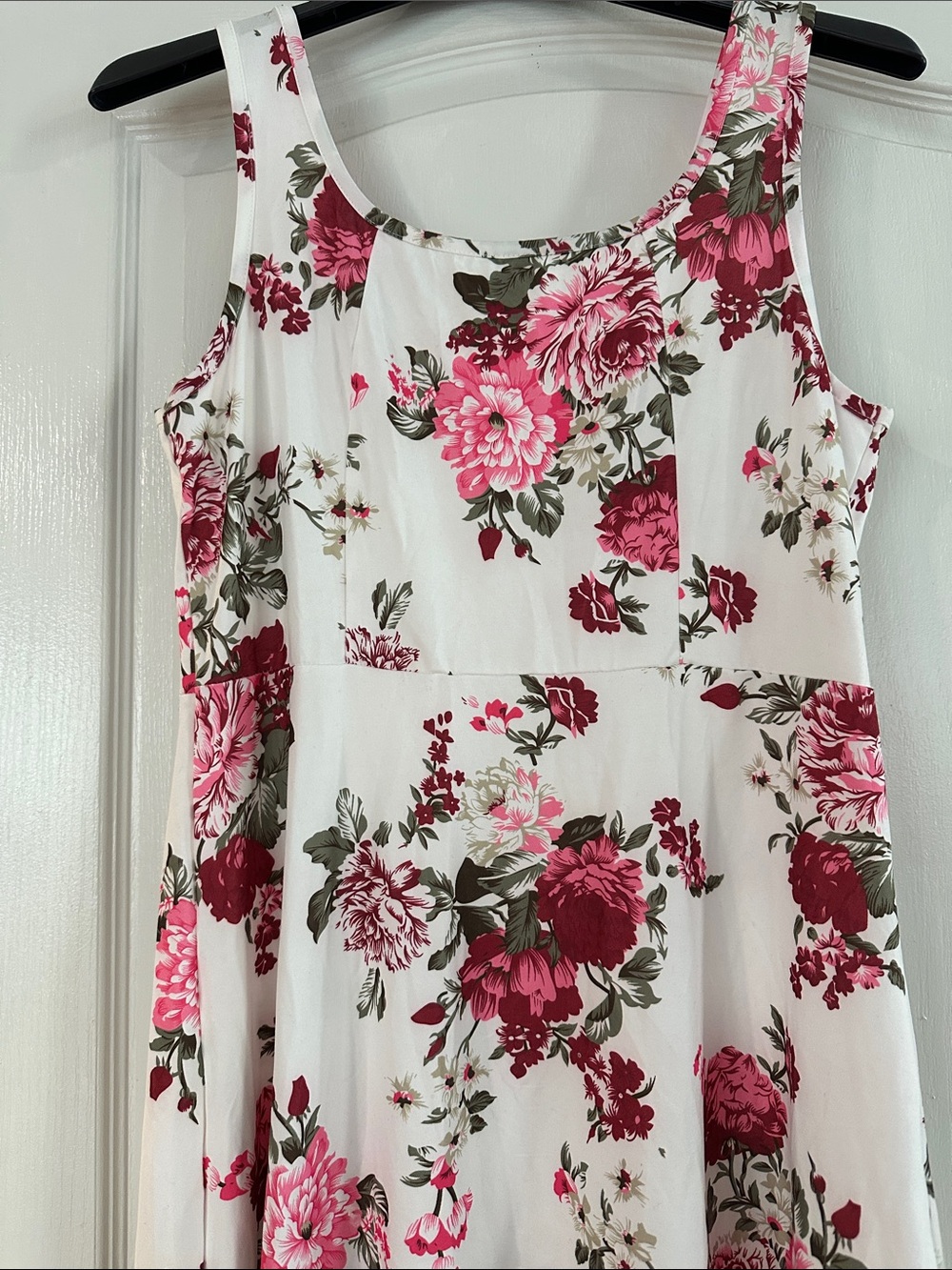H&M White Midi Dress with Pink Floral Print - Picture 2 of 4